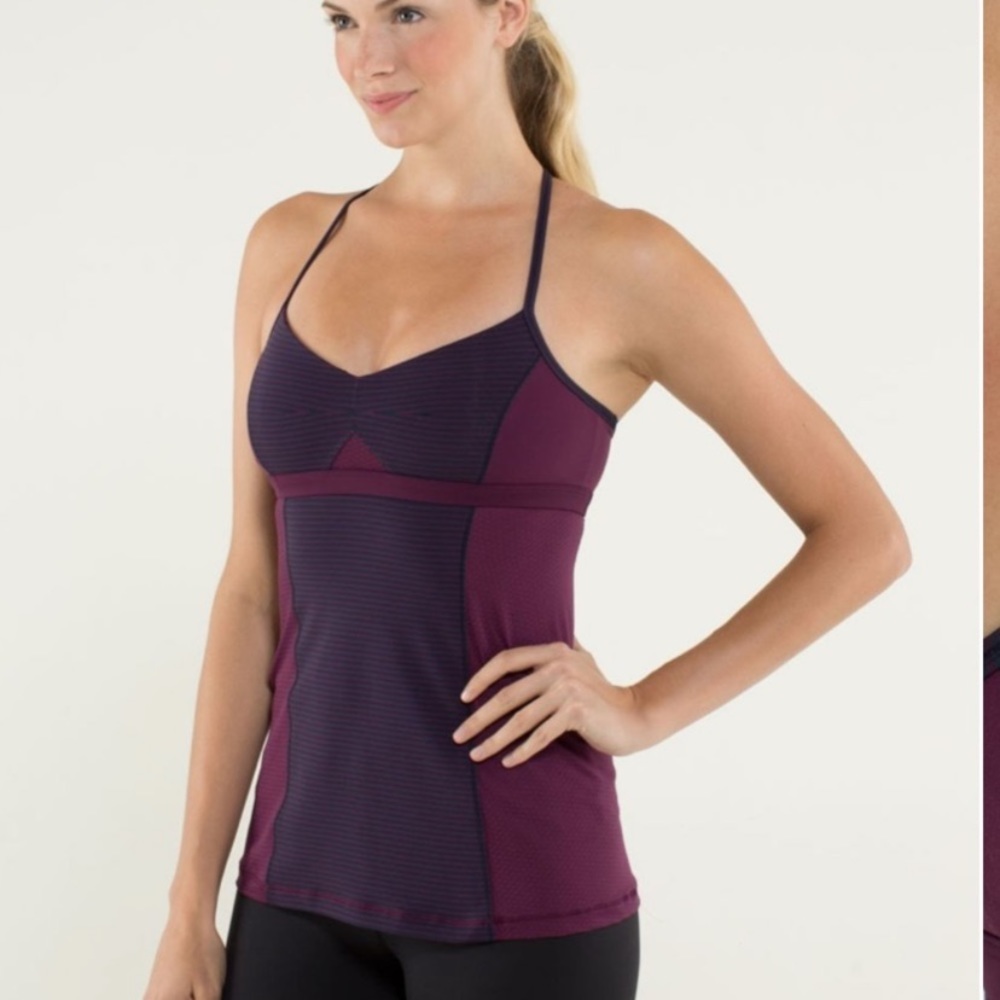 Like new Lululemon Bend & Flow Tank Hyper Stripe Plum 6 - Picture 2 of 10